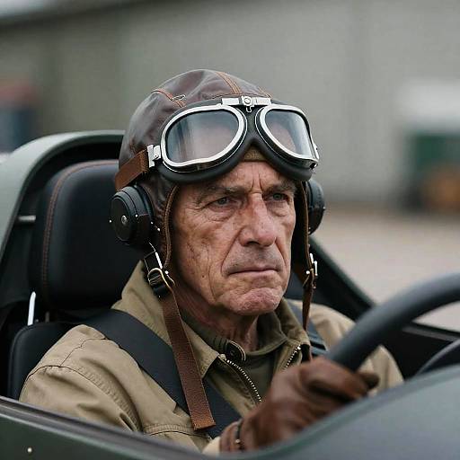Serious Pilot Inside Cockpit Portrait