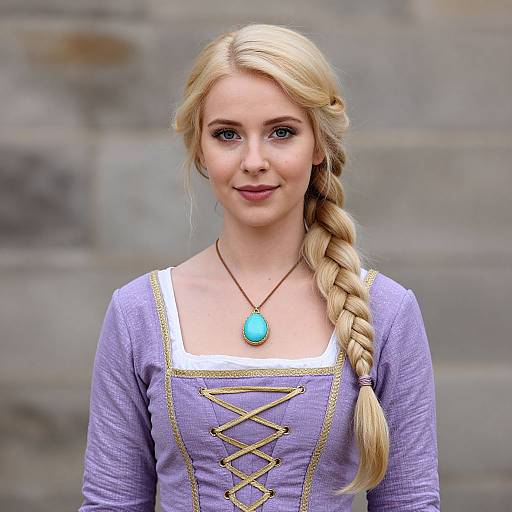 Medieval Blonde Woman in Lavender Dress