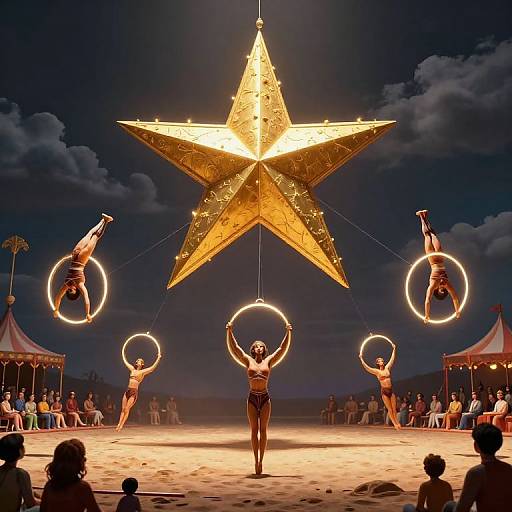Surreal Circus Under Golden Star