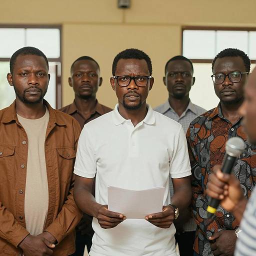 Five African-American Men in Intense Discussion