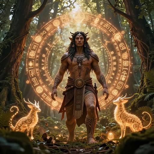 Mystical Forest Guardian with Runes