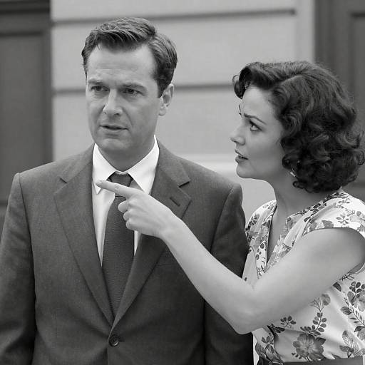 Black and White Intense Movie Still with Man and Woman