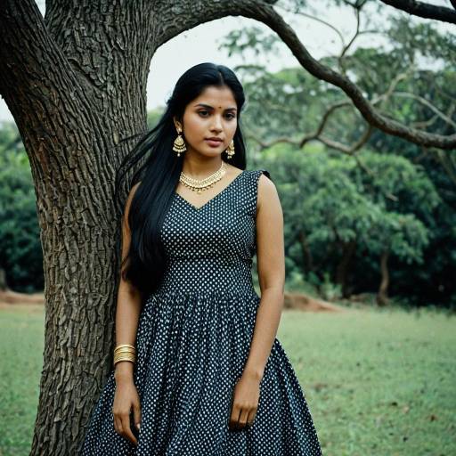 Young Woman in Kulanthaigal Dress Outdoors