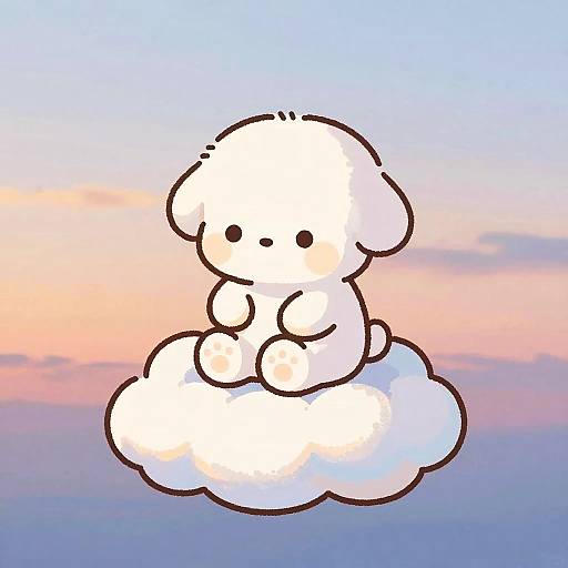 Chibi Character on Peaceful Cloud