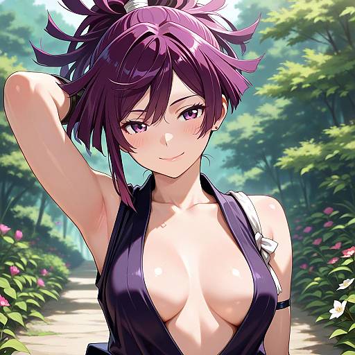Smirking Purple-Haired Ninja Portrait