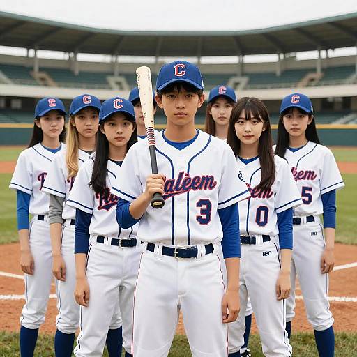 Boy at Center with Baseball Cosplayers