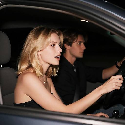 Nighttime Car Interior Portrait