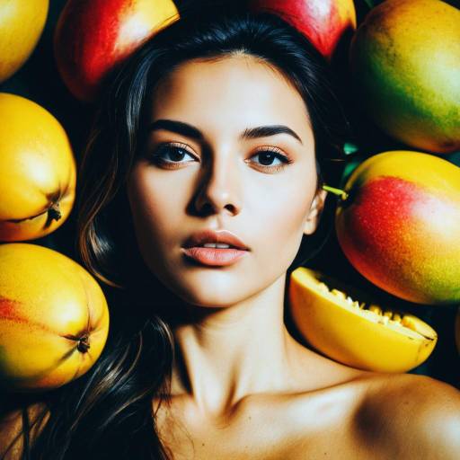 Vibrant Mango Woman Portrait Art