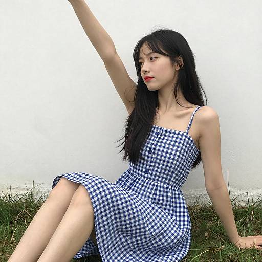 Young Woman in Gingham Sundress