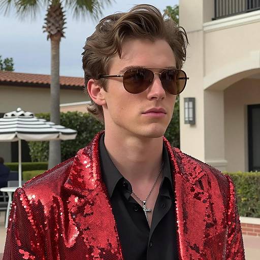 Stylish Young Man in Outdoor Setting