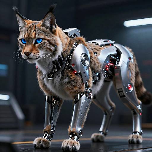 Futuristic Cybernetic Lynx Robot
