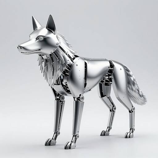 Shiny Chromed Robotic Wolf