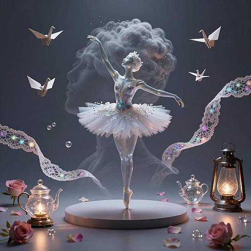 Double Exposure Glass Marionette Ballerina Dream