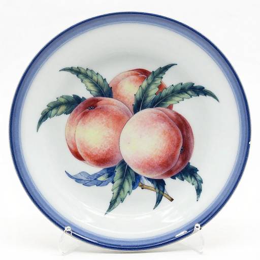 Vintage Blue Botanical Peach Plate