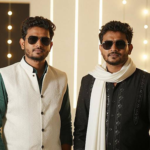 Two Men in Backlit Fashion Standoff