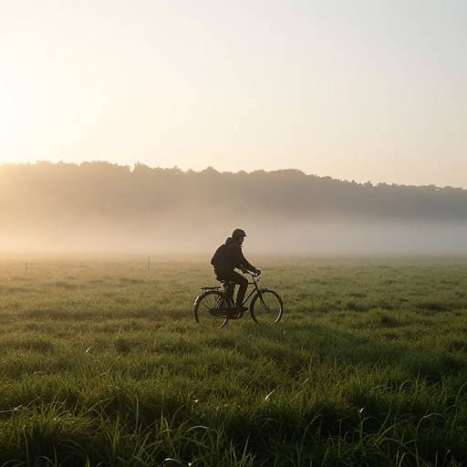 Vintage Bicycle Rider at Dawn