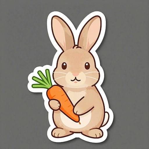 Rabbit Holding Carrot Sticker Design