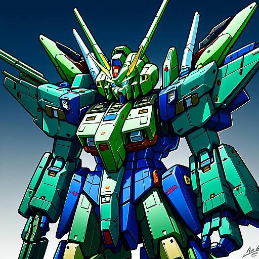 Illustration of Gundam mk ii, gundam in the style of Asha