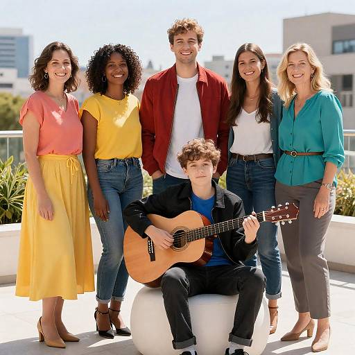 Sunny Outdoor Group Portrait in Cityscape