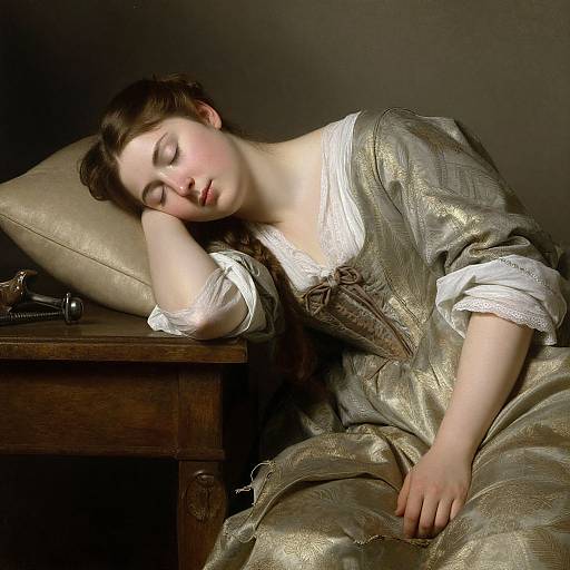 Serene Sleeping Woman in Antique Costume