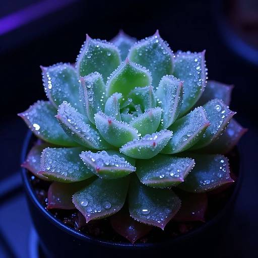 Suculent Leaf with Neon Ice Crystals