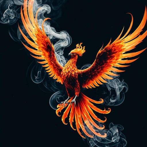 Fiery Smoke Phoenix Soaring
