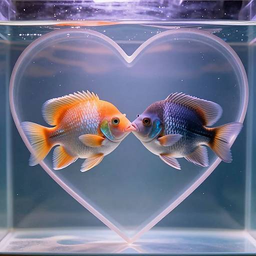 Romantic Fish in Heart Aquarium