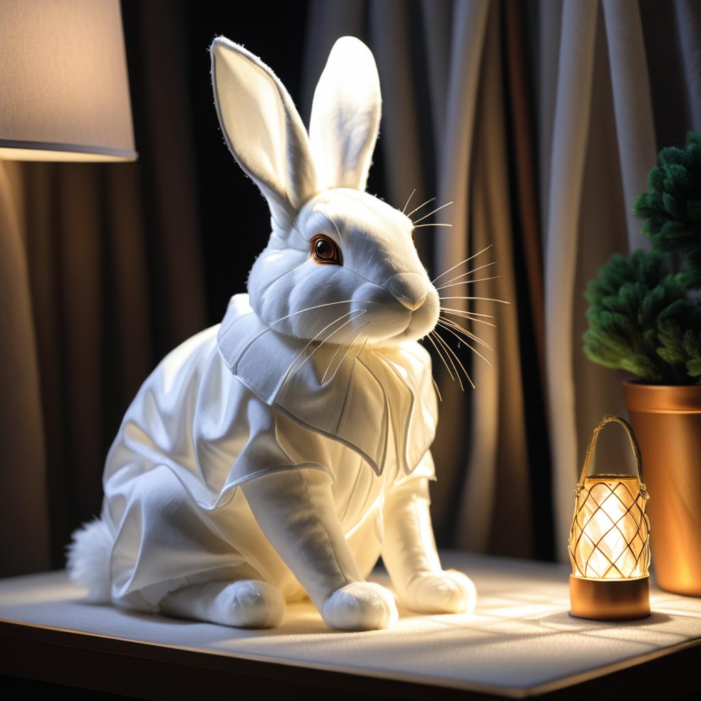 Cozy Hyperrealistic Fabric Rabbit Display