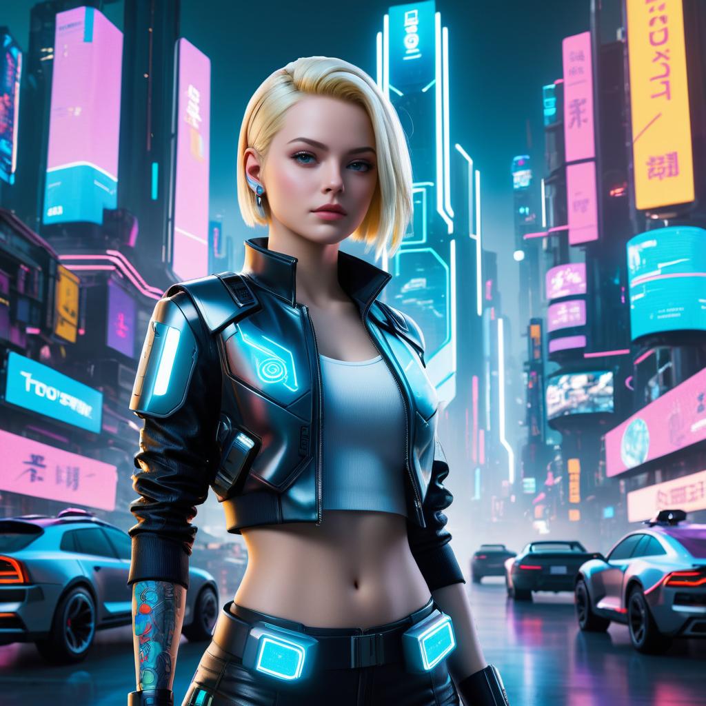 Futuristic Cyberpunk Android 18 Reimagined