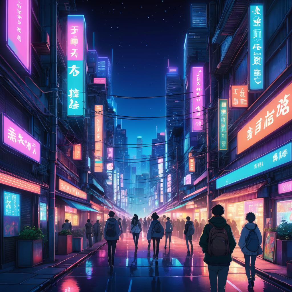 Vibrant Anime Urban Twilight Scene