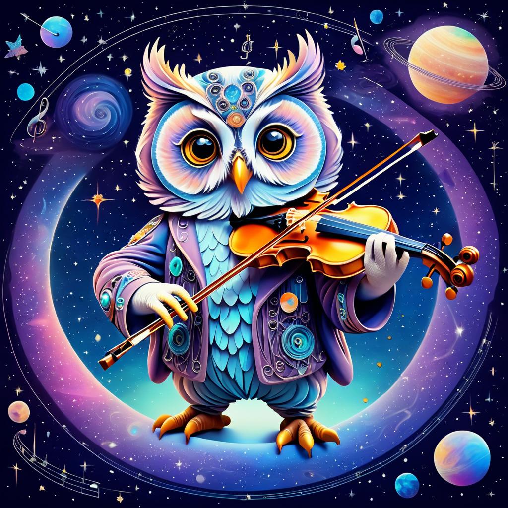 Cosmic Owl Serenade in Pastel Hues