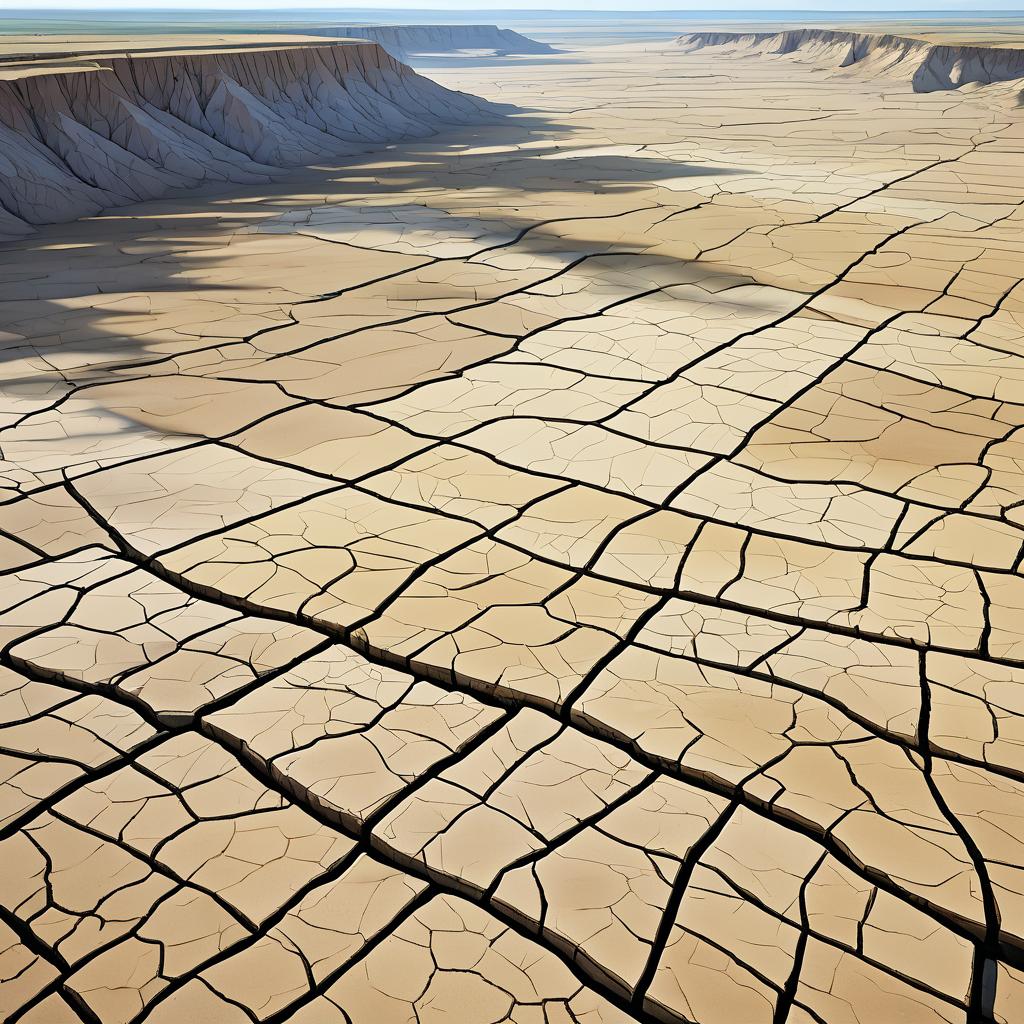 Aerial View of Cracked Earth Terrain