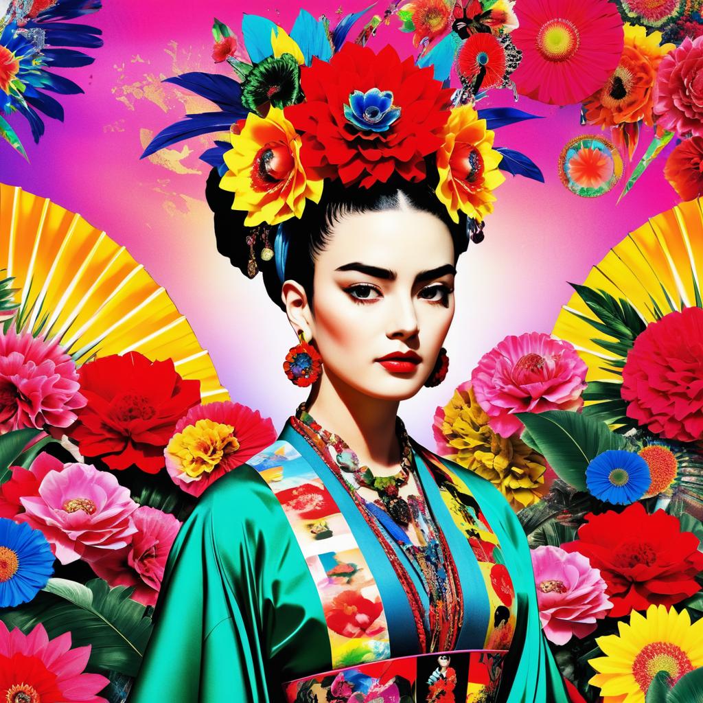 Frida Kahlo Meets Visual Kei Collage Art