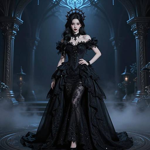 Elegant Gothic Fantasy: Confident Woman At Night