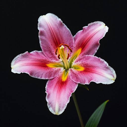 Glowing Pink Lily on Black Background