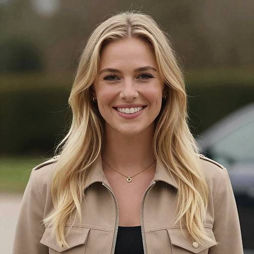 Smiling Blonde Woman in Nature