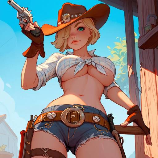 Blonde Cowgirl with Weapon and Style