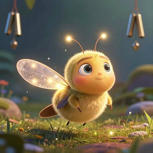 Pixar-Style Glowing Firefly Illustration