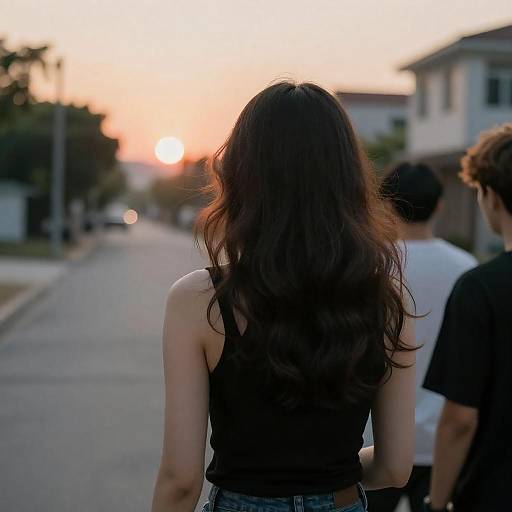 Elegant Woman at Sunset on Street