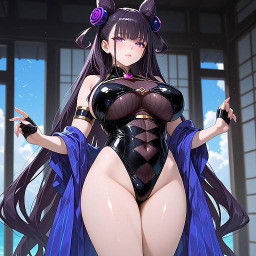 Illustration of Murasaki shikibu (swimsuit rider) (fate), fate/grand order in the style of Takato kurosuke