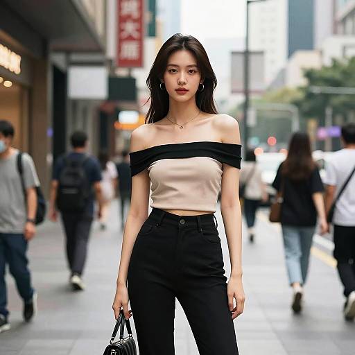 Urban Street Fashion: Confident Young Woman