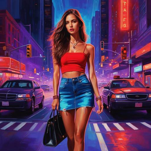Confident Figure in Neon Urban Nightlife Confident Figure in Neon Urban Nightlife