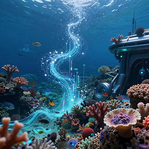 Futuristic Bioluminescent AI Seascape