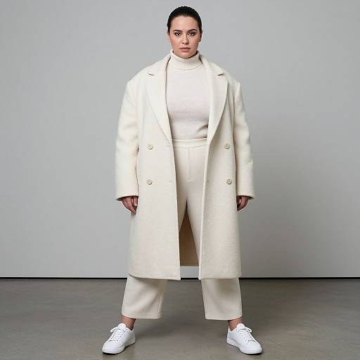 Curvy Woman in Minimalist Wool Coat