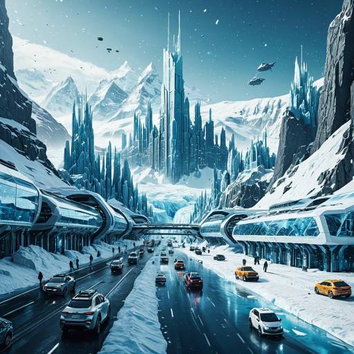 Futuristic Ice City in Arctic Landscape