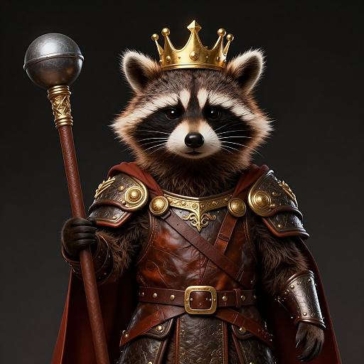 Anthropomorphic Raccoon King Illustration
