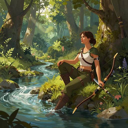 Serene Female Ranger in Enchanted Forest