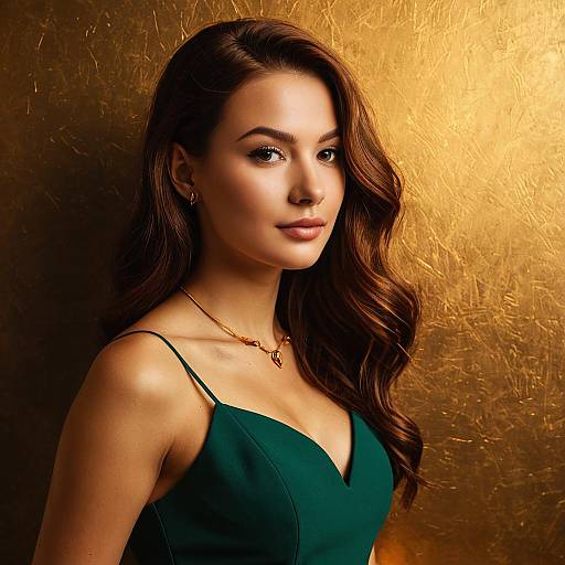 Chic Woman in Emerald Sheath Dress