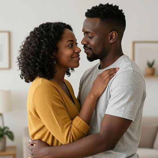 Loving Black African Couple Embracing