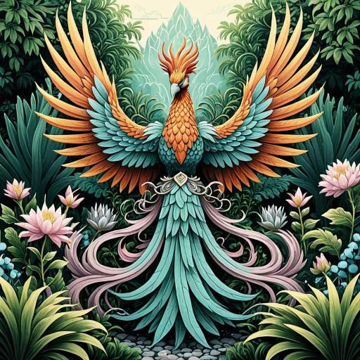Mystical Phoenix in Lush Garden